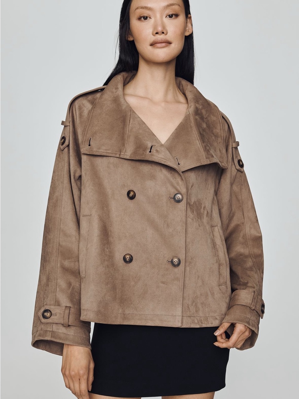 NWT Maeve Funnel Neck Short Trench Coat Sz L